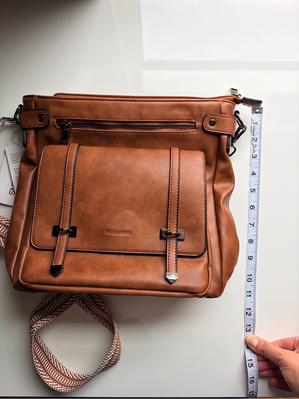NWT brown Roulens Vegan Leather crossbody purse bag satchel - Picture 13 of 14